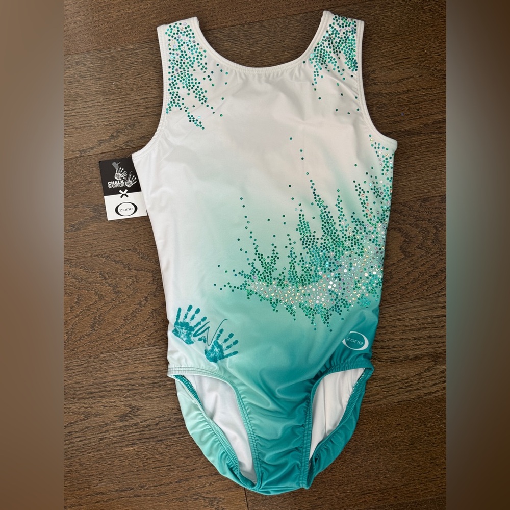 BNWT Chalk Warrior Green Geode Gymnastics leotard AM